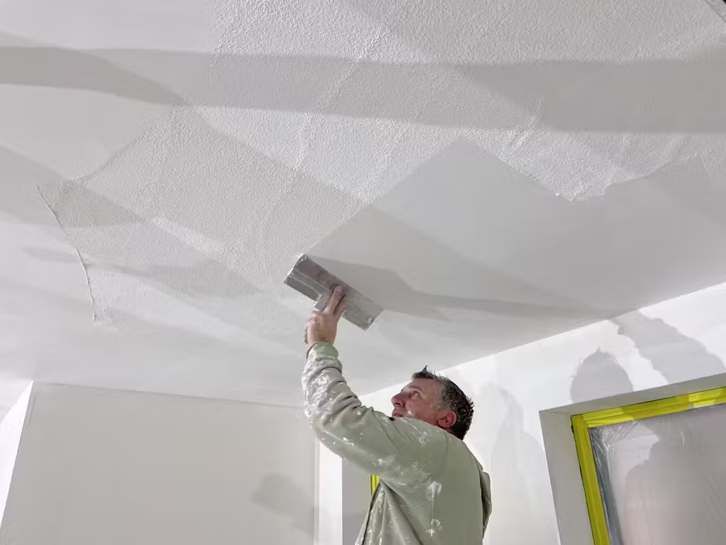 Stukadoor werkt plafond glad af